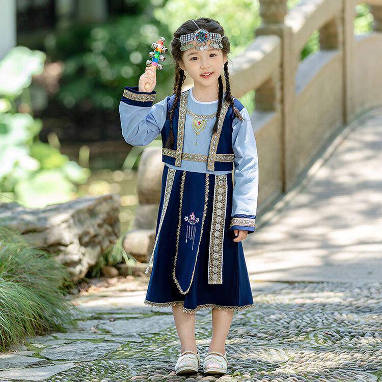 Autumn Miao Ethnic Costume for Boys & Girls Tang Suit Hanfu Dress
