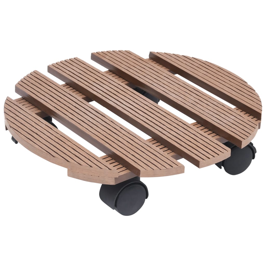 Vidaxl Plant Pot Caddy, 4 Pcs, Brown, Ø30X7.5 Cm, Wpc