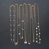 7Pcs Gold Color Multilayer Pearl Butterfly Necklace For Women Trendy Star Love Heart Bowknot Zircon Pendant Necklace Jewelry Set
