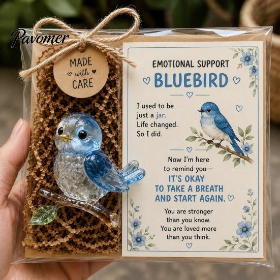 Cute Resin Animal Figurine Emotional Support Glass Gift, Recycled Pocket Hug Turtle/Bird/Frog Healing Desk Keepsake with Encouragement Card,