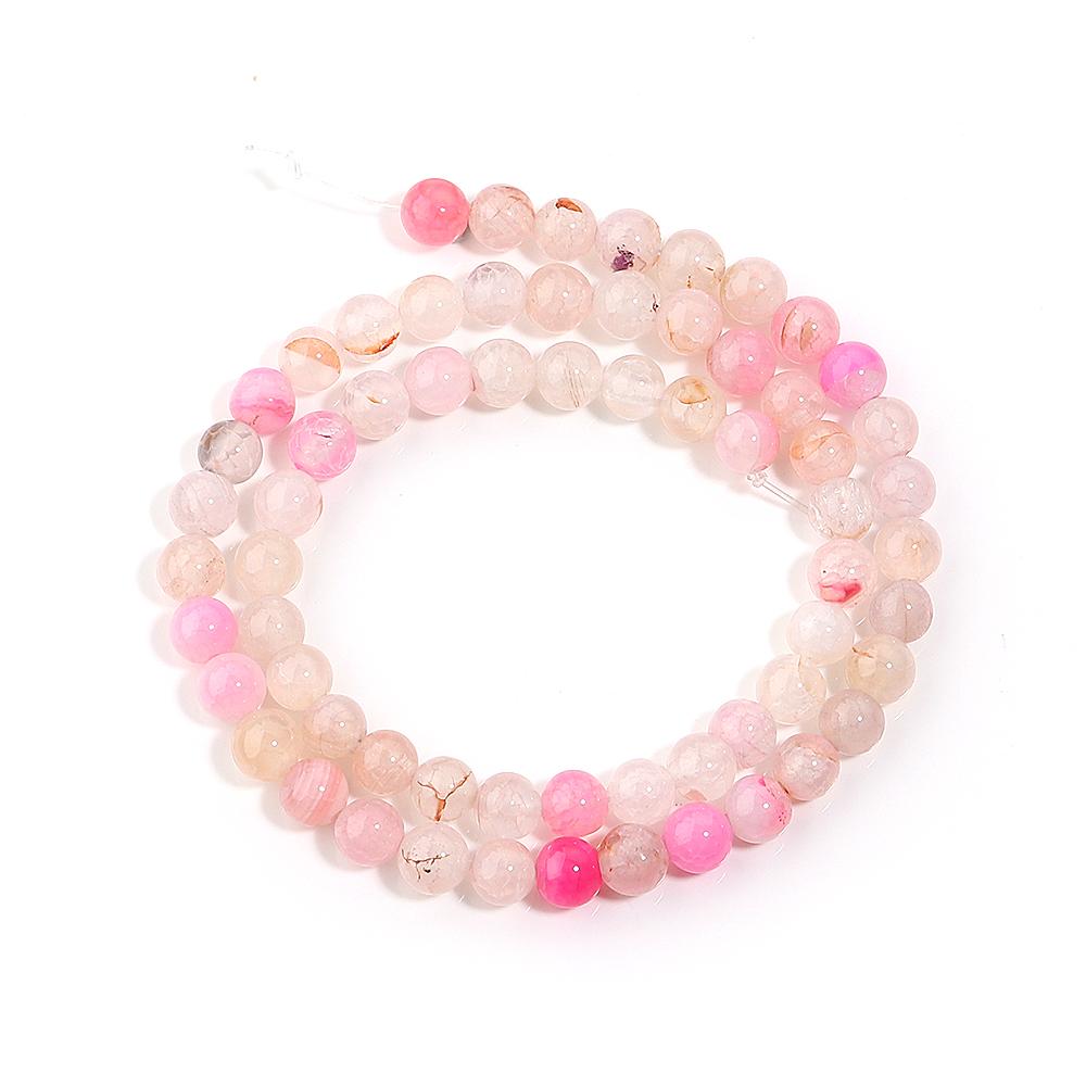 6/8/10mm Natural Stone Beads Pink Dragon Pattern Agate Round Loose Beads For Jewelry Making DIY Bracelets Necklace Accessories