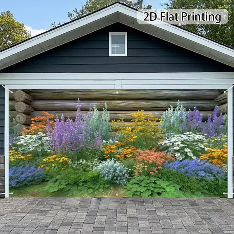 

2D Colorful Wildflower Garden Garage Door Mural Summer Decor Background 47.2x31.5inch/120*80cm