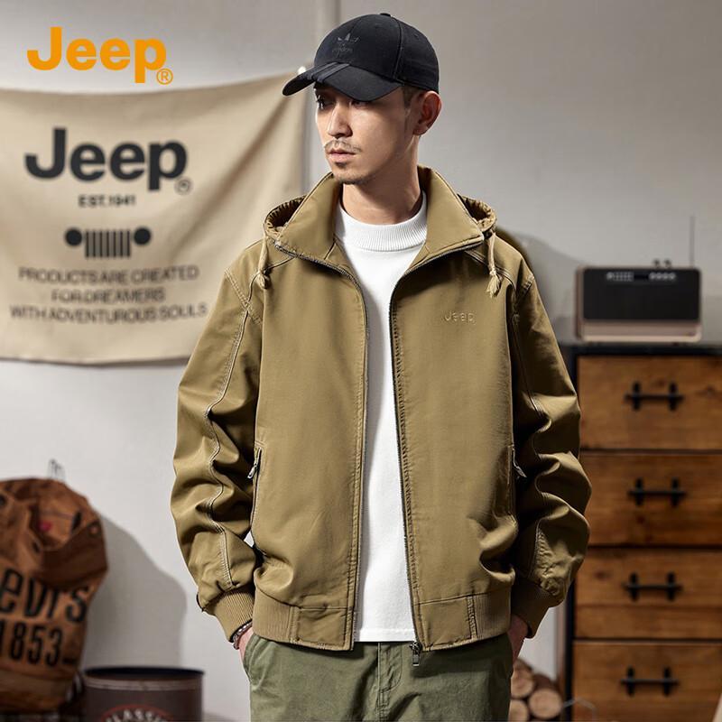 Jeep Men's Detachable Hooded Cotton Casual Jacket