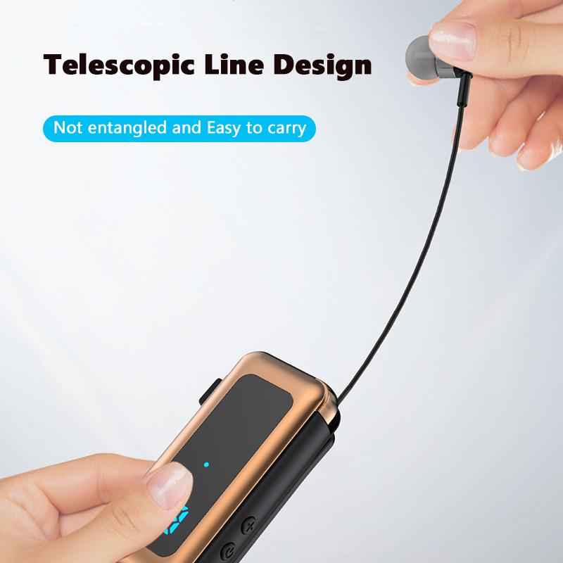 VAORLO Casque d'affaires avec Clip TF carte jouant Bluetooth 5.4 bruit annuler HD appel affichage numérique écouteur avec Microphone casque