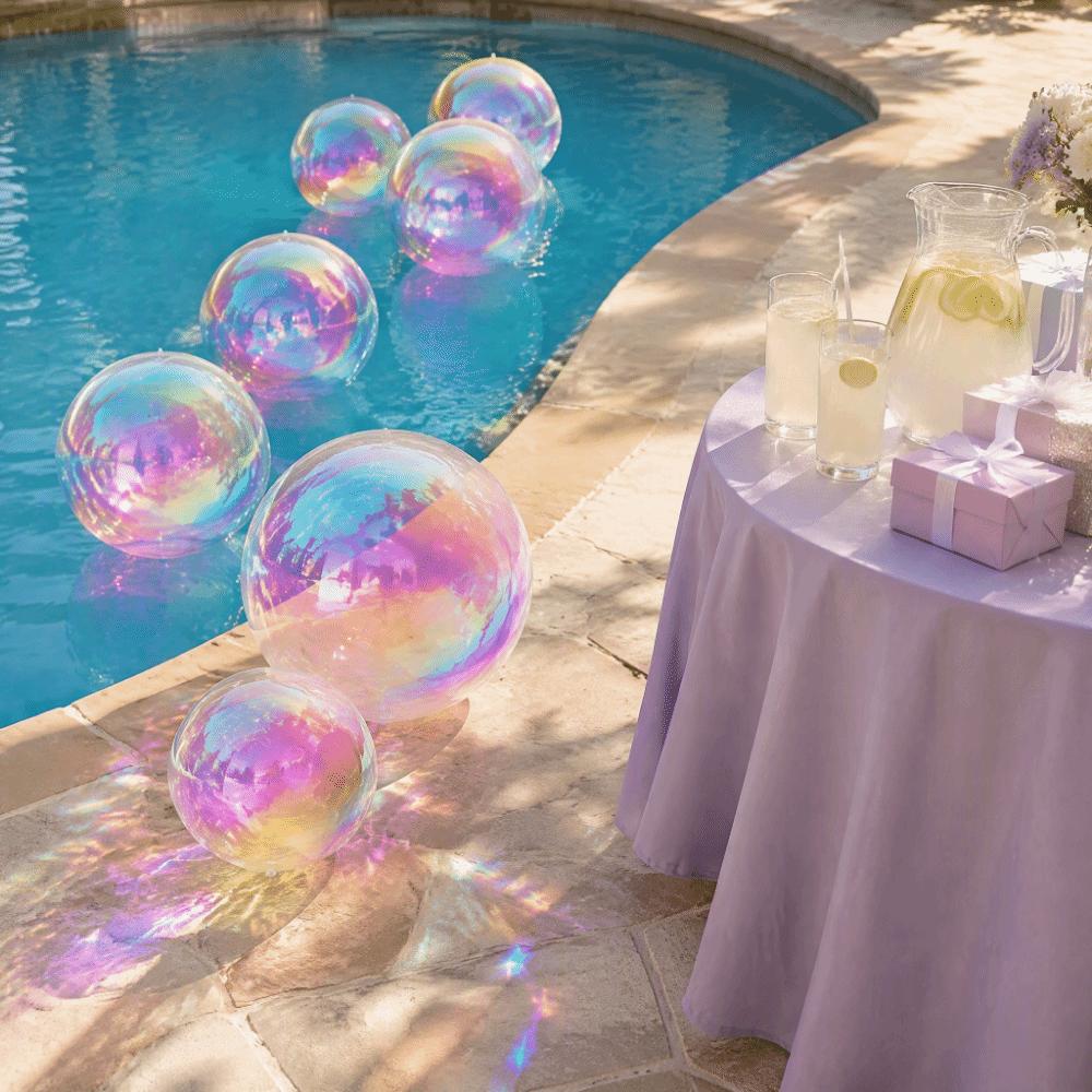 4D Foil Balloon Rainbow Holographic Round Balloons Creative Transaprent Balloons  Event Birthday