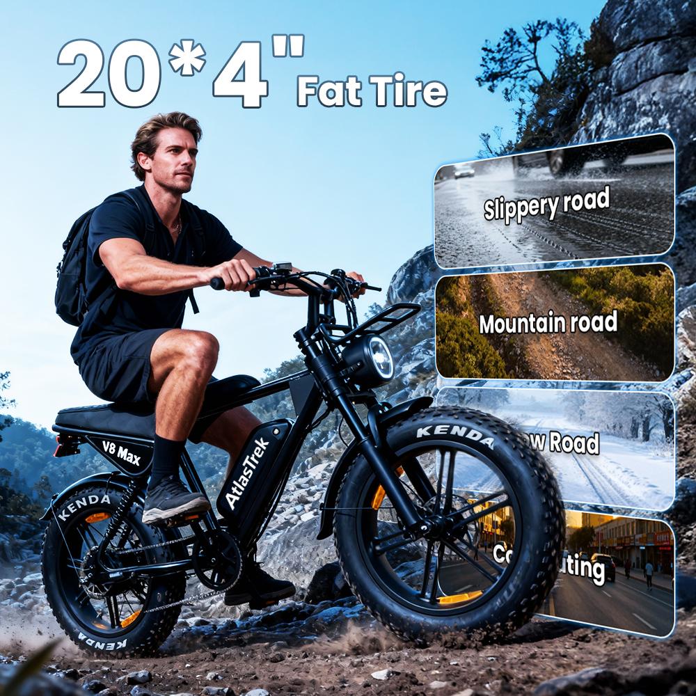 Aairsk Elektrische Fiets voor Volwassenen, 20x4" Dikke Banden, 48V 15Ah Verwijderbare Batterij, 25km/u E-Mountainbike NFC