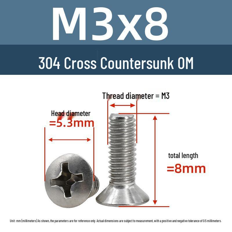 Yigu Stainless Steel Phillips Countersunk Screws M2-M6 Fasteners