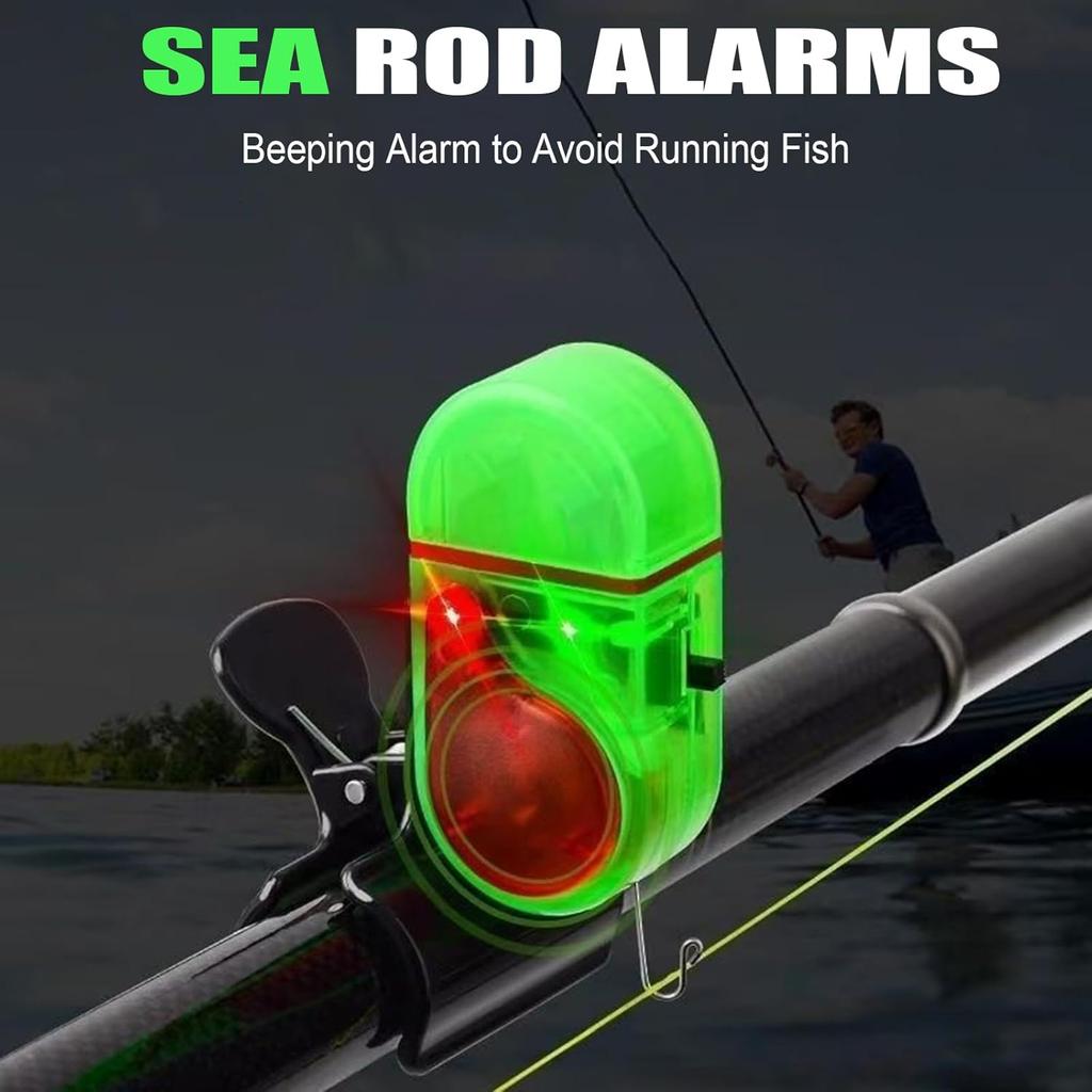 Fishing Bite Alarm, Fishing Alarms for Fishing Rods, Smart Electronic Fishing Bells with LED Light, Upgrade Clip-On Sensitive Sound Tip-Up Fish Alarms