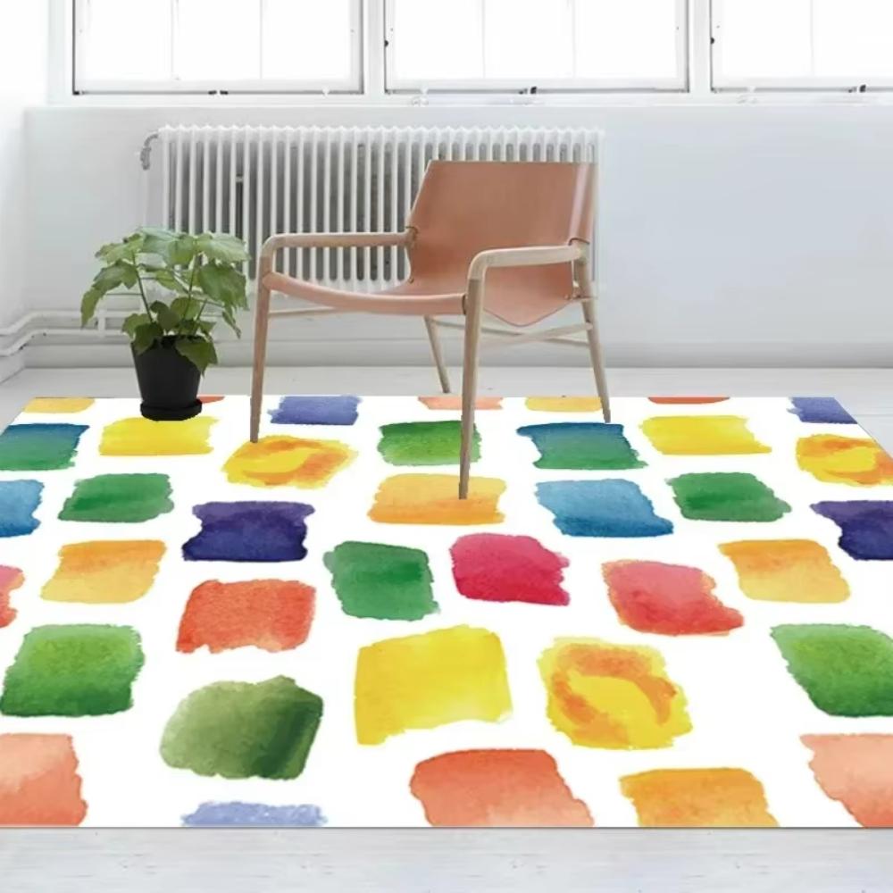 Modern Simple Colored Pattern Carpet for Living Room Decor Sofa Rug Bedside Soft Rug Lounge Room Coffee Table Floor Mat Home
