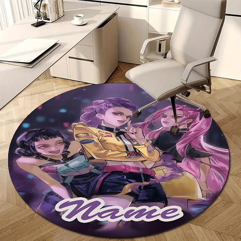 Personalized K-KPop Demon Hunters Round Chair Office Rug - Perfect for Mat, Office Chair & More - Ideal Gift for Birthdays and Holidays