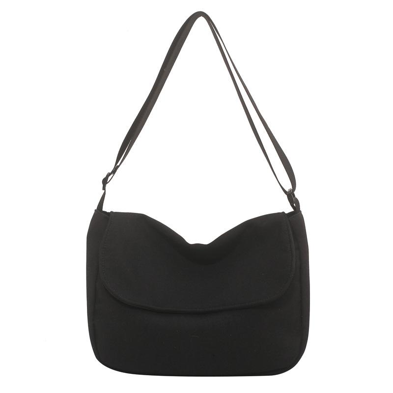 Canvas Postman Bag Damen Umhängetasche Einfache Umhängetasche Klappe Stofftasche Große Kapazität Tasche