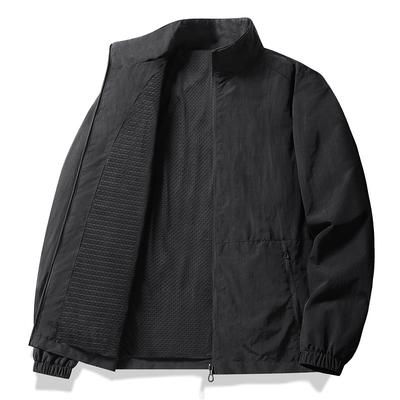 Giacca da Uomo Primaverile a Collo Alto Monocolore Giacca Casual Semplice Larga Giovanile
