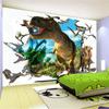 3D nástěnná malba, stereo tapeta s dinosaury, pozadí, nástěnná malba do dětského pokoje, obývacího pokoje, bytové dekorace