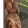 European-American Style Split Swimsuit Women's Body-fitting Solid Color Sexy Swimsuit Neck Hanging Three-piece Bikini Beach Fashion Swimsuit