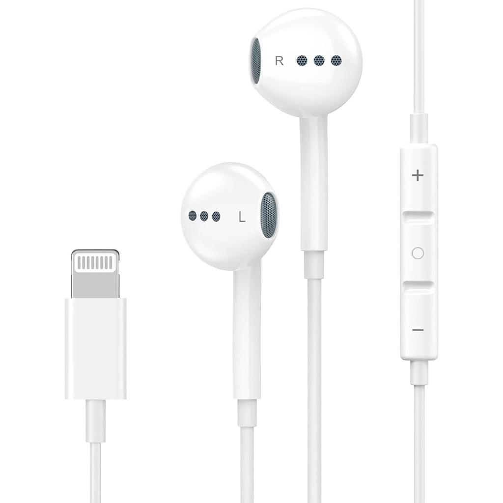 Wired Earphones with Mic for iPhone Lightning Compatible Noise HiFi Sound Magnetic Headphones with Volume No Comfortable Compatible with iPhone and