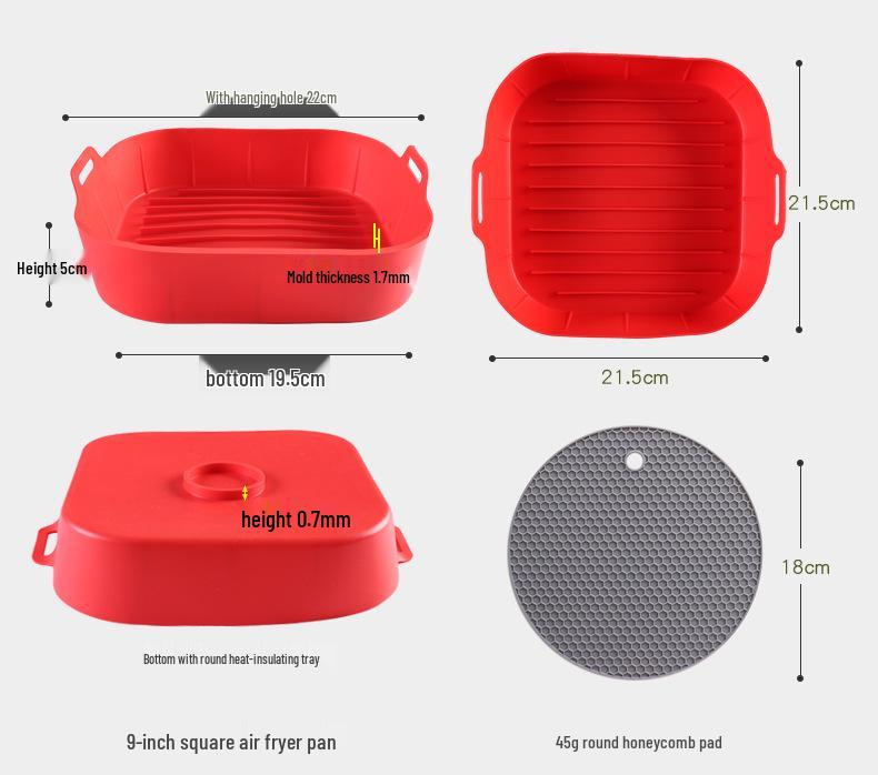 Set di Accessori Rotondi in Silicone Resistente al Calore per Friggitrice ad Aria