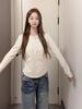 Korean Style Henley Collar Long Sleeve Women's Slim Fit Fleece Base Layer Top