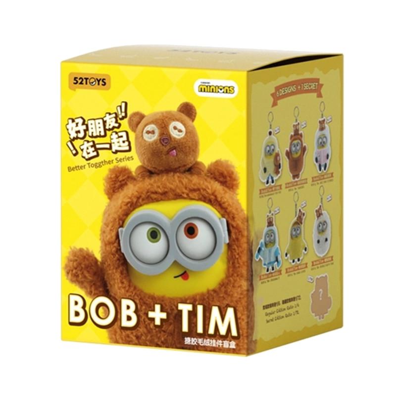 52Toys New Minions Bob&Tim Better Together Series Blind Box, Cute Vinyl Plush Keychain, Anime Figure Collectible Doll Gift