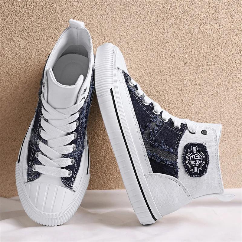 

Весняна мода, нове універсальне чоловіче спортивне взуття великих розмірів, модне вуличне взуття на шнурівці, високий топ, чоловіче повсякденне взуття 44