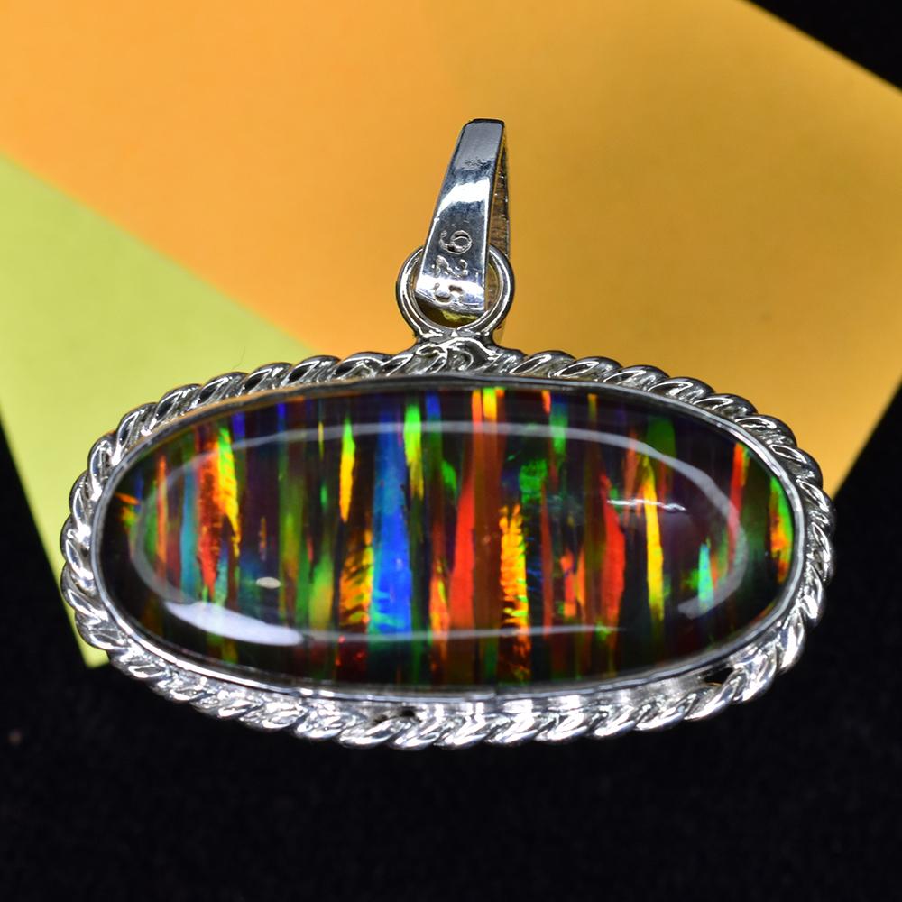 Extremely Rare 30 Ct Natural   Oval Opal 925 Sterling Silver Pendant
