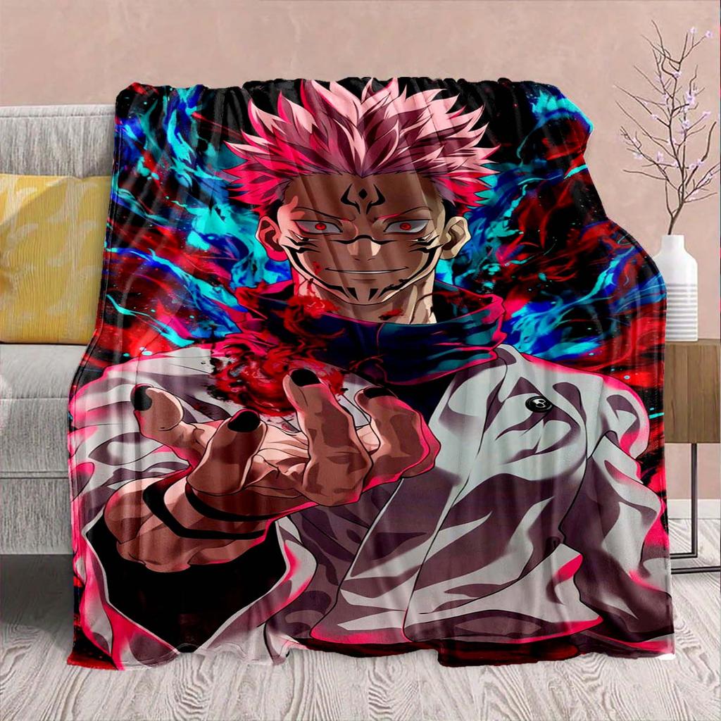 Jujutsu Kaisen Decorative Flannel Blanket Warm Soft Throw Lightweight Cozy Sofa Bed Decor