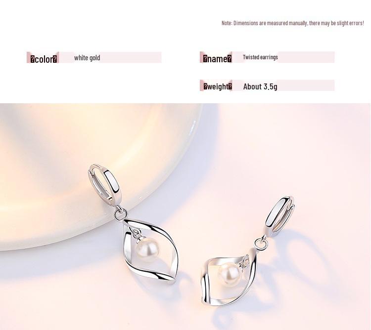 Chinese Style Pearl Twist Love Earrings: Long, Cute, Influencer-Inspired Dangle Jewelry