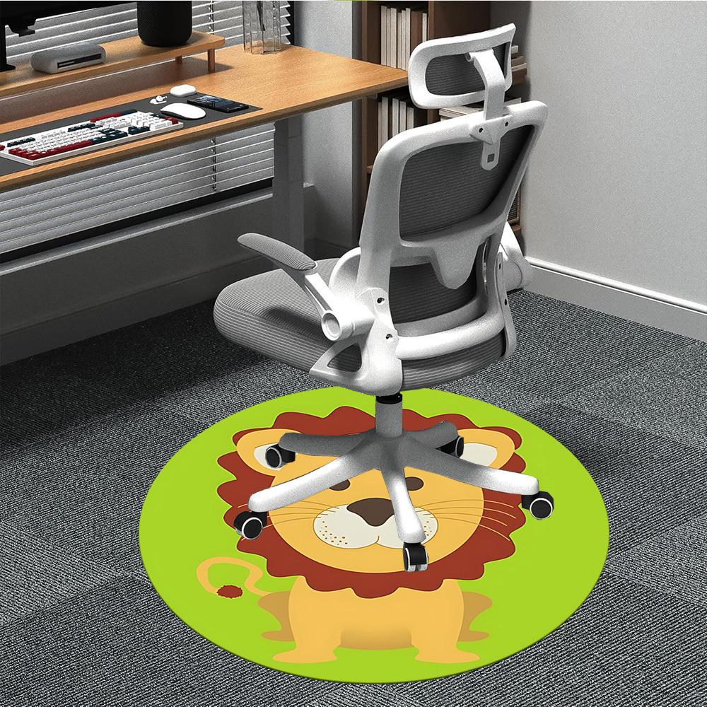 

1pc Lion Chair Carpet for Office, Round Polyester Mat, Indoor Decor for Office, Washable Non-slip Carpet yy251219062 80cm by 80cm