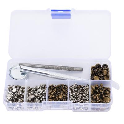120 Set Brass Rivet Kit DualSided Leather Snap Fasteners Button Craft Clothing Accessories