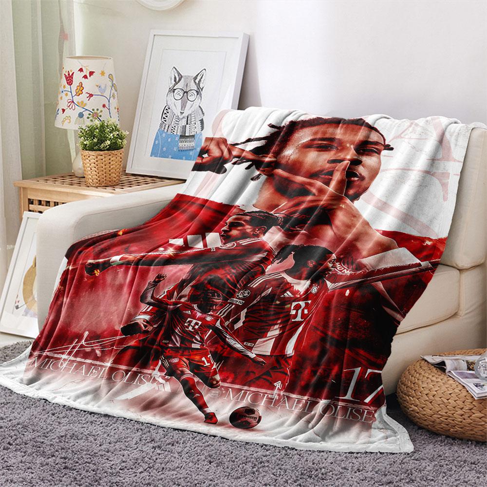 Michael Olise Bedrukte Flanellen Deken, zachte plaid voor slaapkamerbank, wasbaar, voetbalfan merchandise, geweldig cadeau.