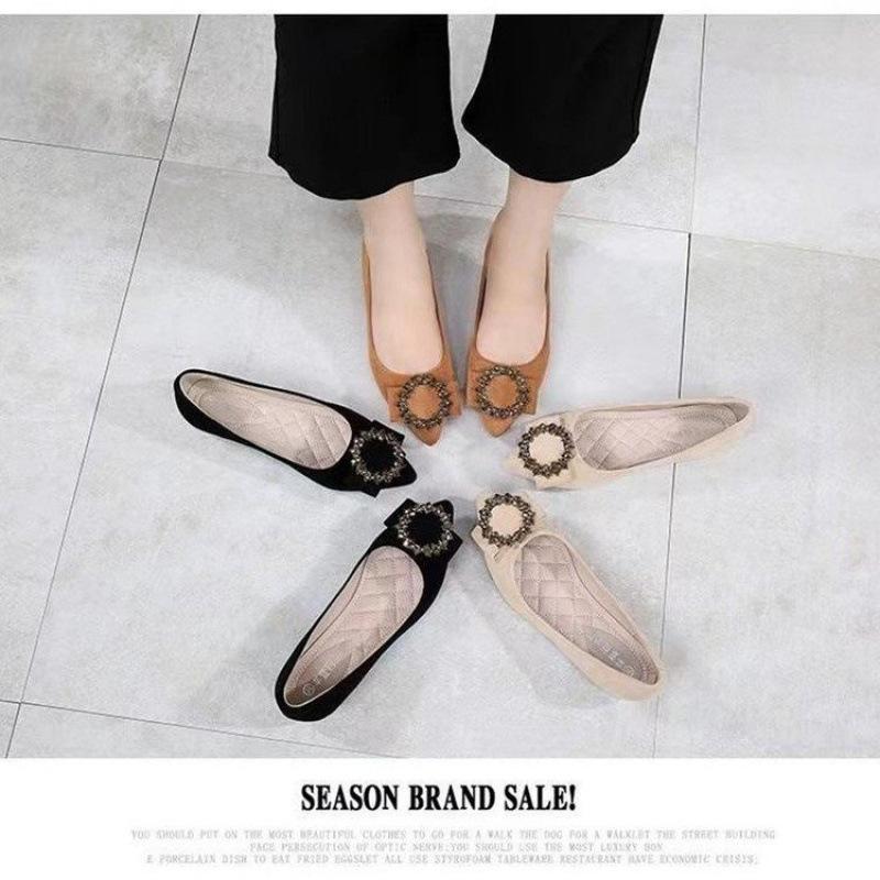 Shoes Women's 2025 New Trendy Pointed and Versatile Flat-bottomed Korean Version of Girls' Casual Shoes Small Size Women's Shoes Single Shoes Doud