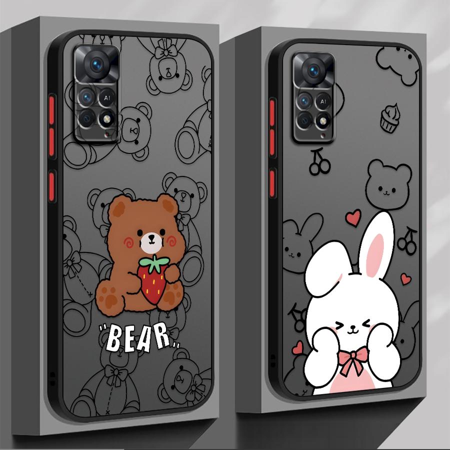 Case for Xiaomi Redmi Note 15 Pro 14 11 A4 14C 12 13 10 13C 9S Funda Back Phone Cover Cartoon Bear Rabbit