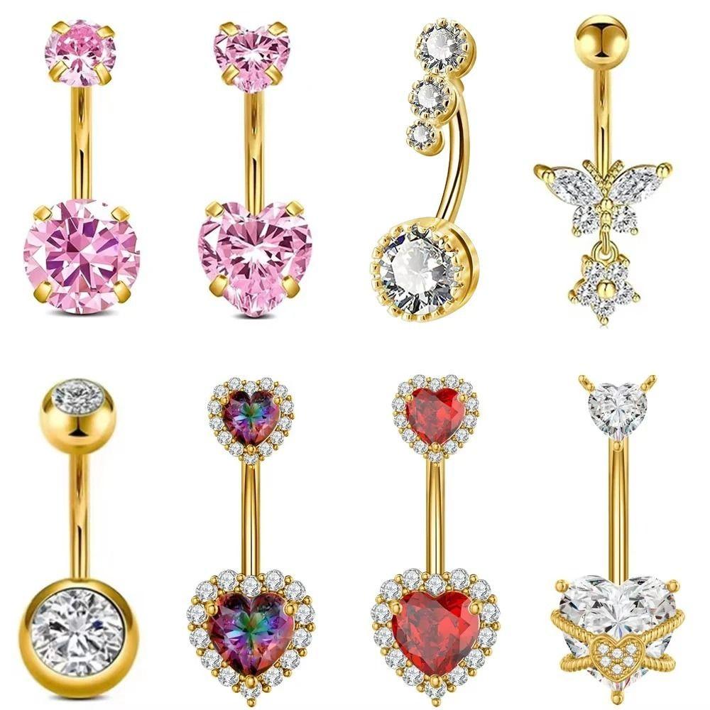 Edelstahl Zirkon Bauchnabelring Strass Körperpiercing Schmuck Damen