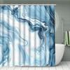 4Pcs Luxurious Blue Marble Shower Curtain Set with Non-Slip Bath Mat, Toilet Lid Cover, Contour Rug & 12 Hooks, Bathroom Decor