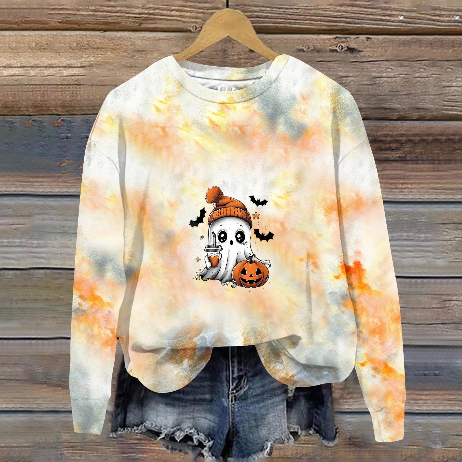 

Женская мода с принтом, длинный рукав, свободный круглый вырез, свитшот, осень L белый