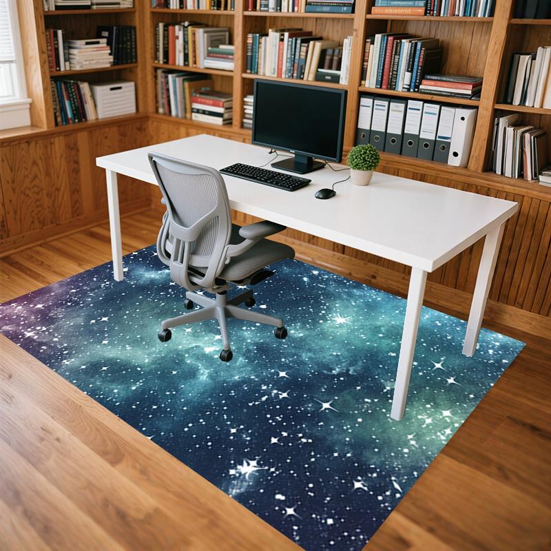 Space Stars Crystal Velvet Office Chair Mat Area Rug - Non-Slip, Floor Mat, Office Desk Chair Rugs,Christmas Gift-1106110