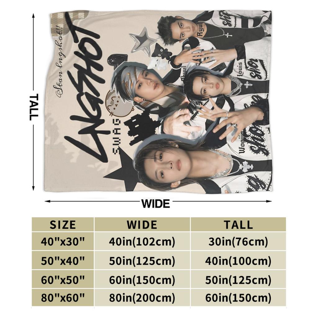 Kpop Group Lngshot  Blanket Multi-size Warm Cozy Fluffy  Throw Blankets for Sofa Couch and Bed