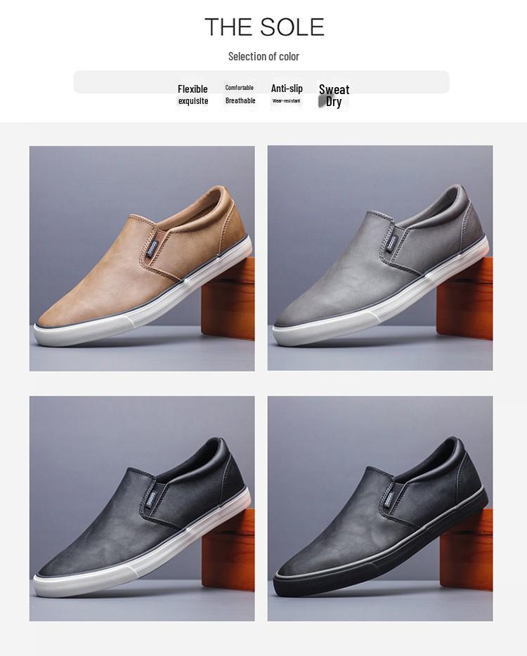 Baoda BM-021 Men's Slip-On Leather Shoes: Autumn Versatile Korean Style Casual Footwear