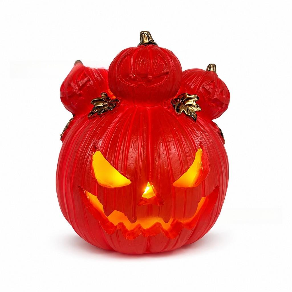 Lanterna a Zucca in Resina per Halloween Decorazione Esterna per Cortile con Luce LED per Celebrazioni Festive