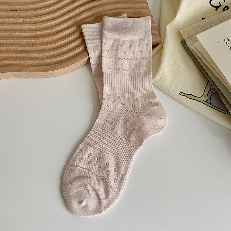 

Женские летние тонкие дышащие носки-трубы из чистого хлопка, однотонные, с ажурной сеткой, бесшовные 1 pair розовый