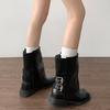 Punk Style Belt Buckle Long Knee-High Women Boots Platform Heels Shoes Autumn Winter Slip On Party Botas Mujer