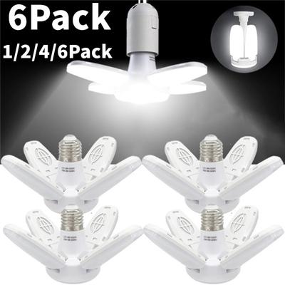 6/4/2/1Pack E27 LED Bulb Fan Blade Lamp Garage Lights AC85-265V 28W Foldable Led Light Bulb for Home Ceiling Light 2023 New Upgrade