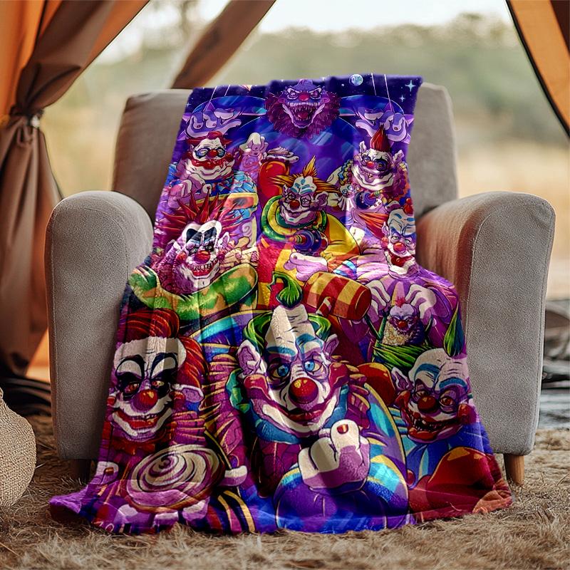 Hororový klaun Cirkus Flanelová deka Měkká teplá Celoroční přehoz, Design pro kempování, Cestování autem, Turistiku Pohovka, Postel, Kancelář Perfektní dárek na večírky