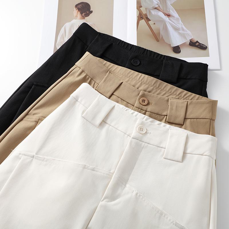 Women's Khaki Wide-Leg High-Waist Slimming Pants - Spring 2025