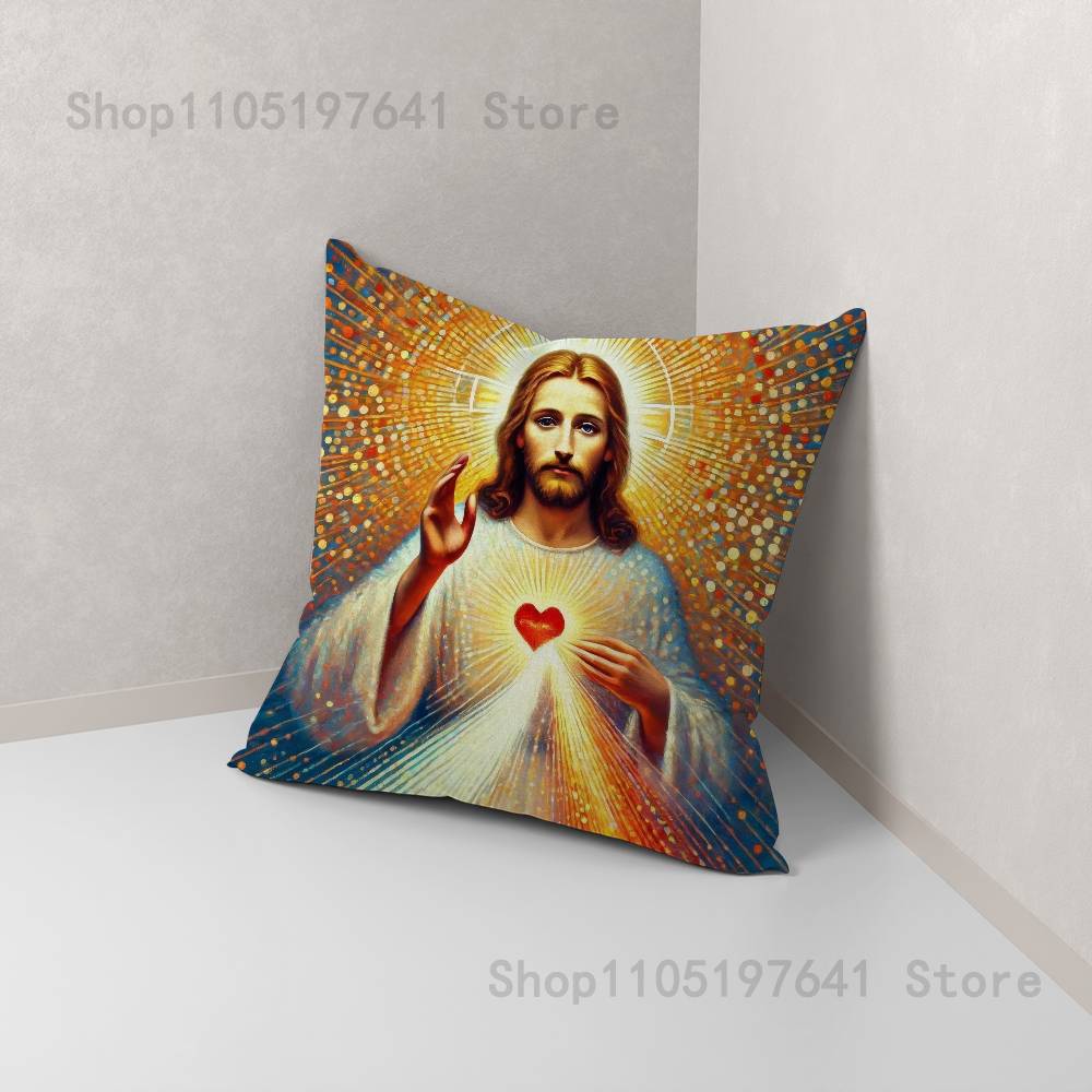 Jesus Pillow Case For Sofa Decor Car Office Room Printing Cushion Cover Decorations and Protector