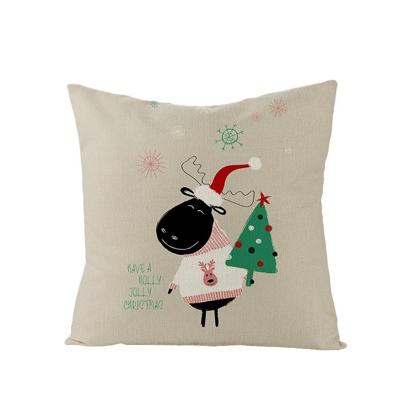 Christmas Polyester Pillow Cover Cartoon Digital Print Cushion Cover New Home Decoration Cushion Cover