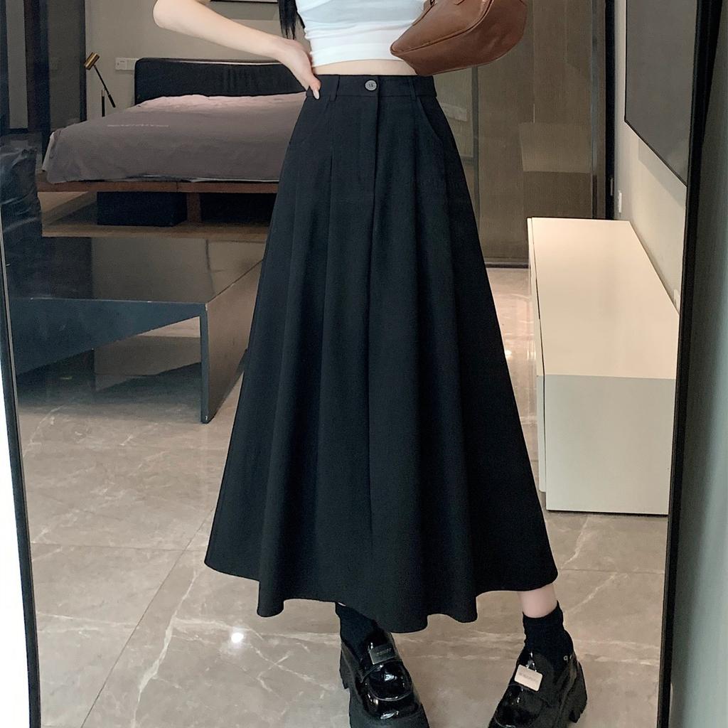 Drape Suit Fabric Skirt Women's Spring and Autumn Casual A-line Skirt High Waist