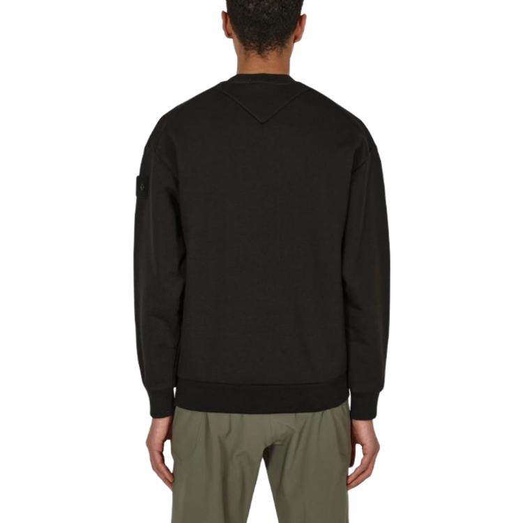 Stone Island Ghost Pieces Black Label Solid Color Logo Crew Neck Pullover Long Sleeve Sweatshirt Men sweatshirt 7715633F3-V0029