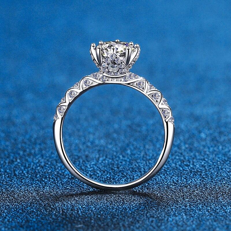 Anello Donna Con Moissanite - Argento Sterling 925 Placcato Oro Bianco 18k, Certificato GRA, Purezza D+ VVS1, Ideale Per Regali Speciali