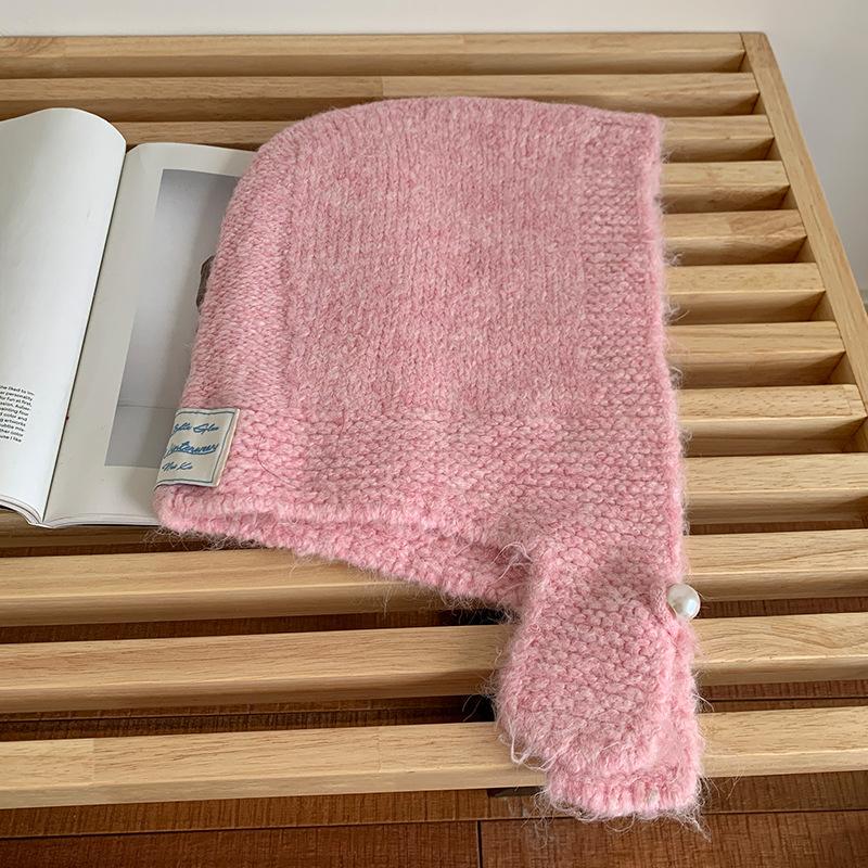 New Year's Red Hat Scarf One Piece Women's Winter Korean Style Warm Knitted Woolen Hat Ear Protecting Balacrafa