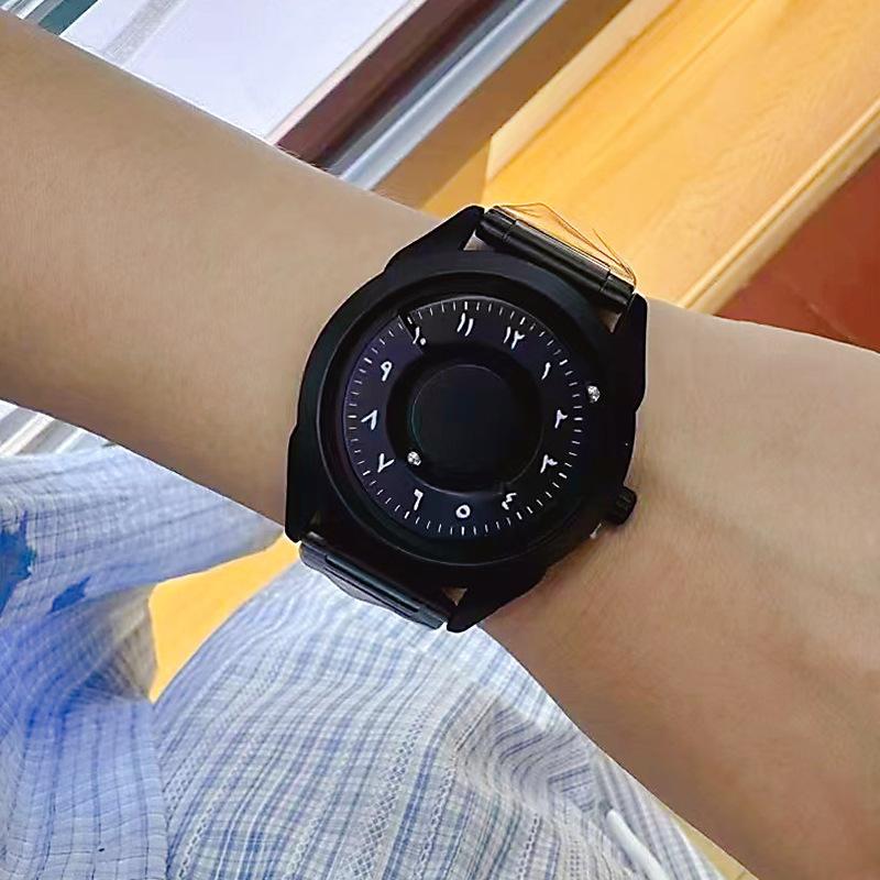 Personalized creative cool magnetic ball suspension man watches Arabic circular dial quartz watches relojes para hombre